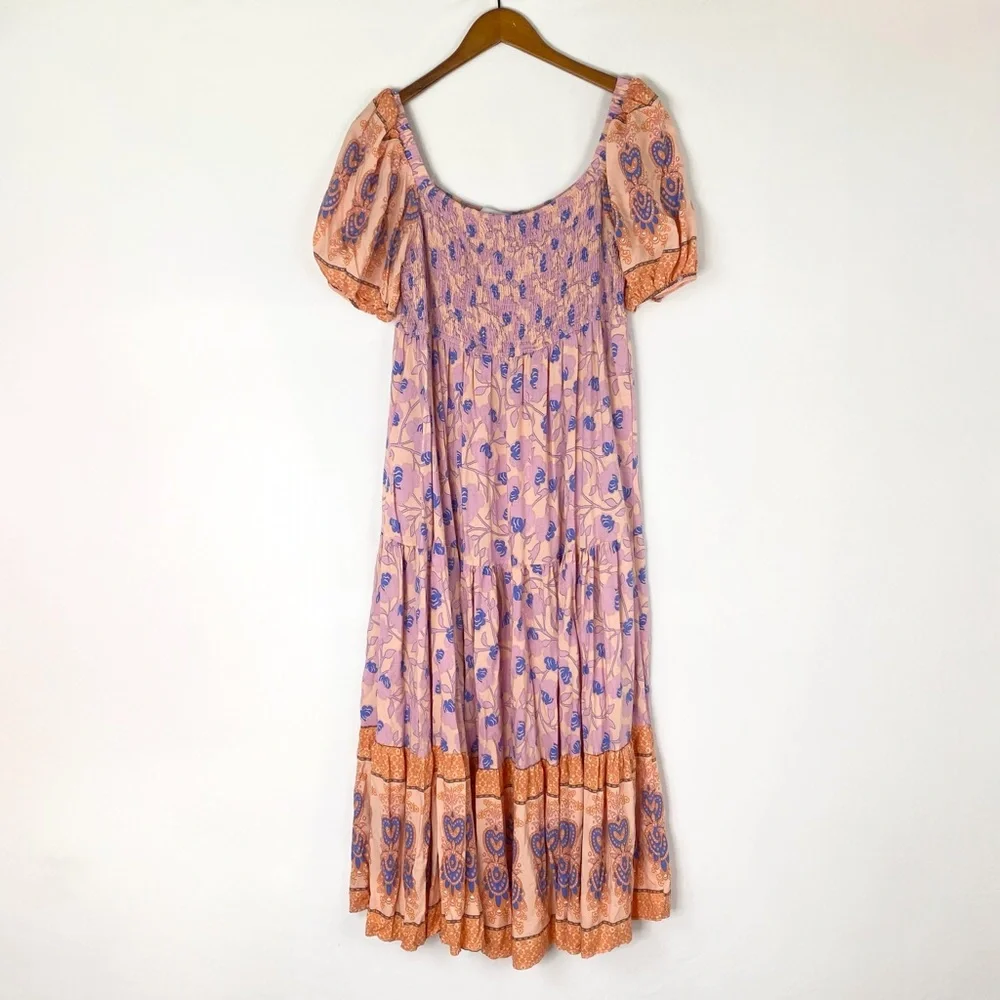 Petal + Pup Clarisse Dress‎ Floral Square Neck Size 10 Maxi Pink Orange